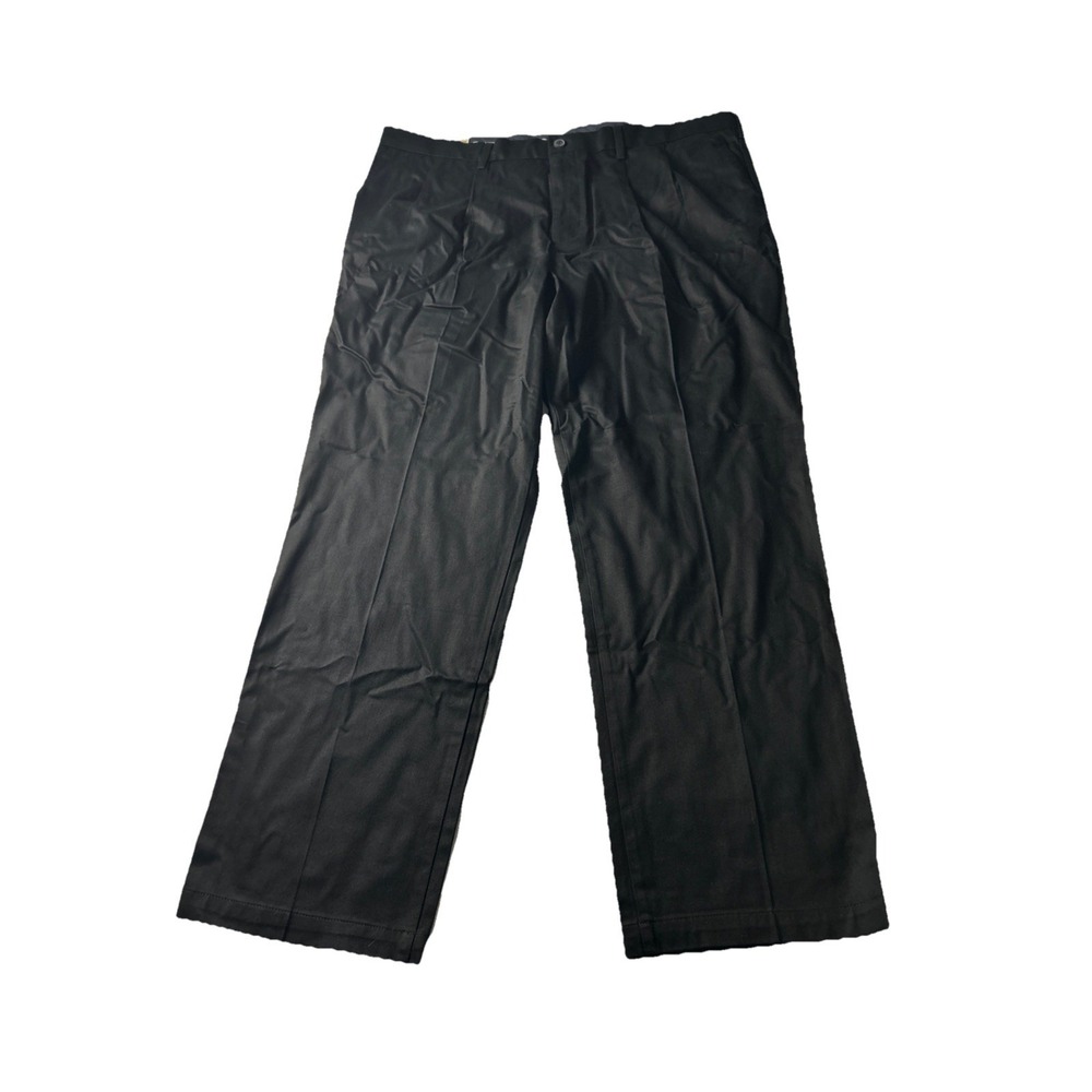 Dockers Signature Khaki 42x32 Black Classic Fit Pleated Mens